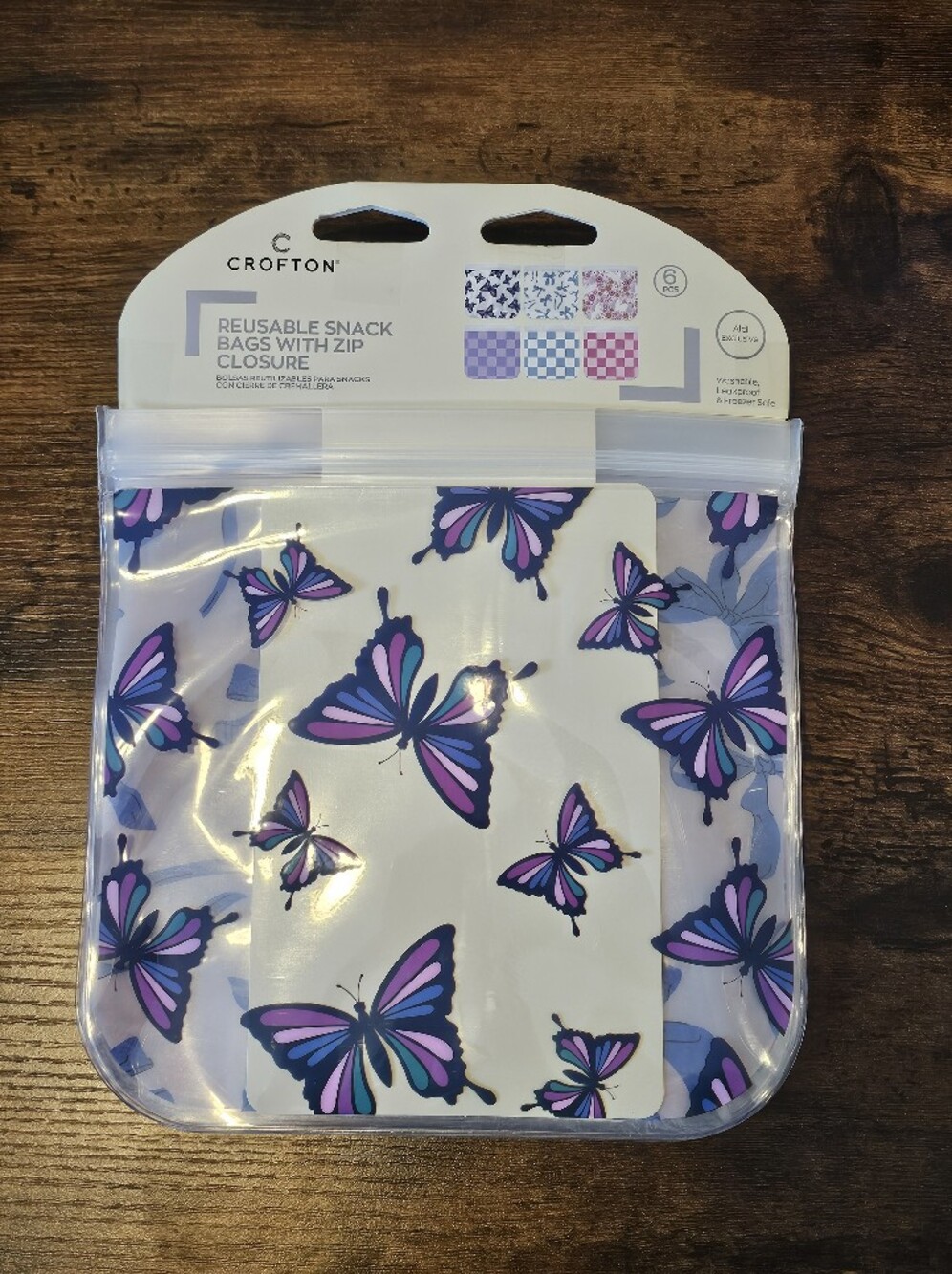 NWT Crofton Butterfly Reusable Snack Bag  6 Pack